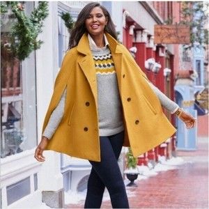 Talbots Mustard Yellow Pea Coat